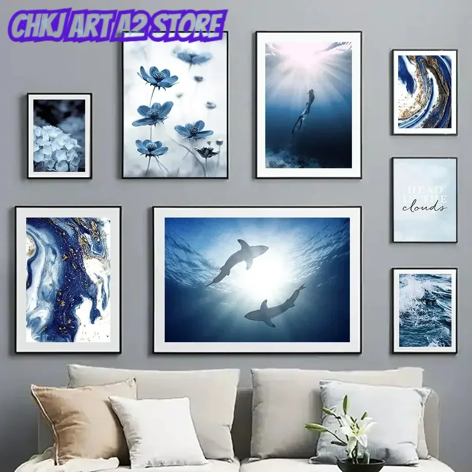 Live Rock - Diving Girl With Shark In Blue