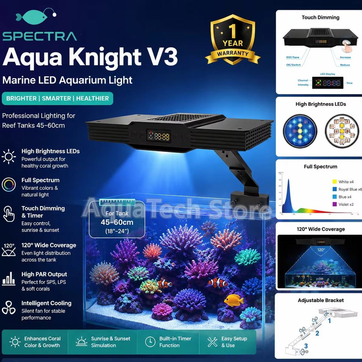 Spectra Aqua Knight V3 75W Pro - Marine Coral recension och pris