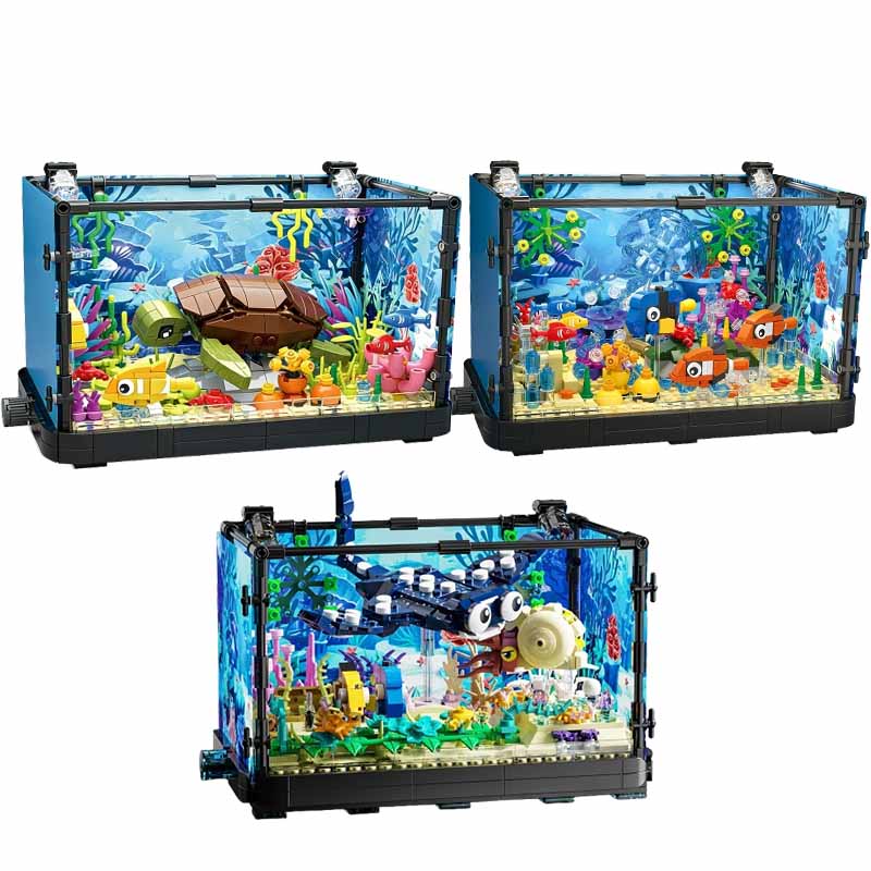 Fish Tank Building Block Set w - Marine Aquarium Cube recension och pris