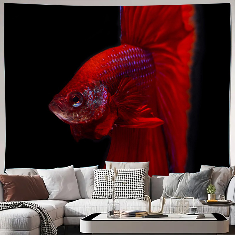 Vibrant Red Betta Fish Tapestr - Ocean Aquarium recension och pris