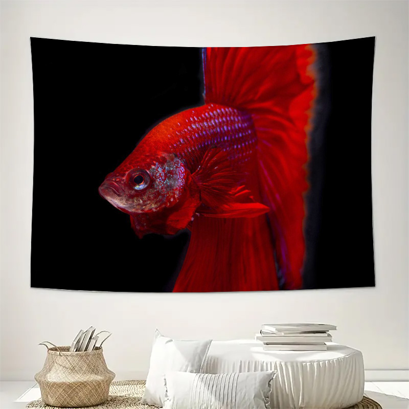 Vibrant Red Betta Fish Tapestr - Ocean Aquarium recension och pris